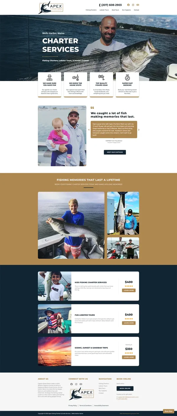 Apex Charters website design