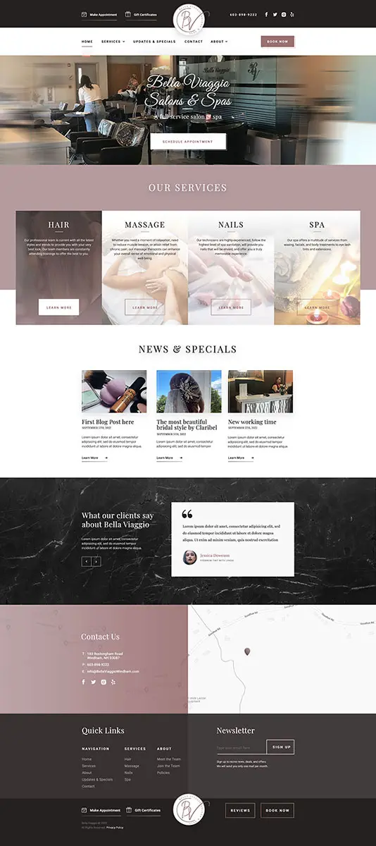 Bella Viaggio Salons & Spas website design