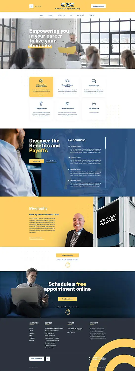 Career Exchange Coaching website design