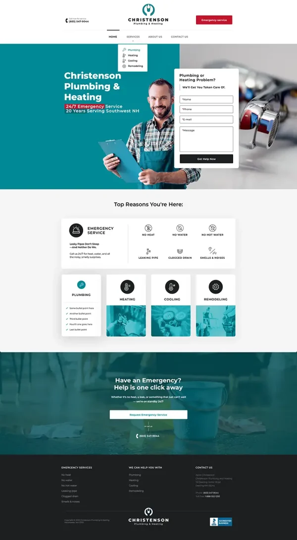 Christenson Plumbing & Heating website design
