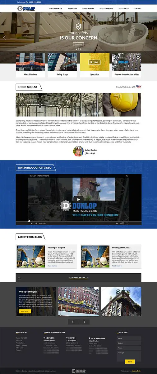 Dunlop Mastclimbers website design