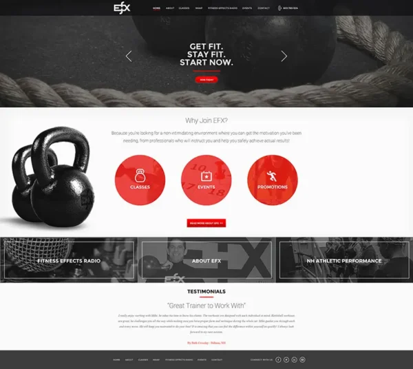 EFX Fitness website design