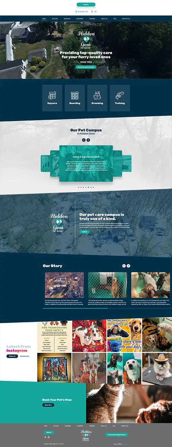 Hidden Gem Pet Resort website design