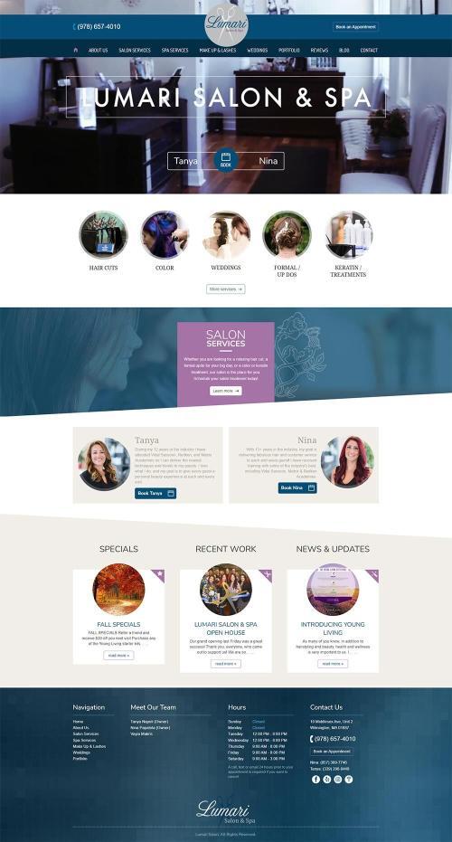 Lumari Salon & Spa website design