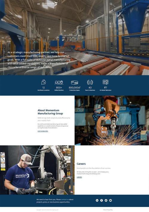 Momentum Manufacturing Group website design