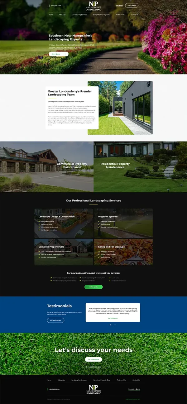 Nature’s Pride Landscaping website design