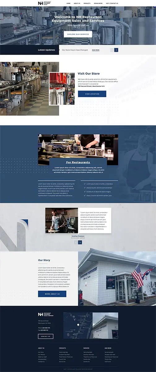 NH Restaurant Equipment Sales website design