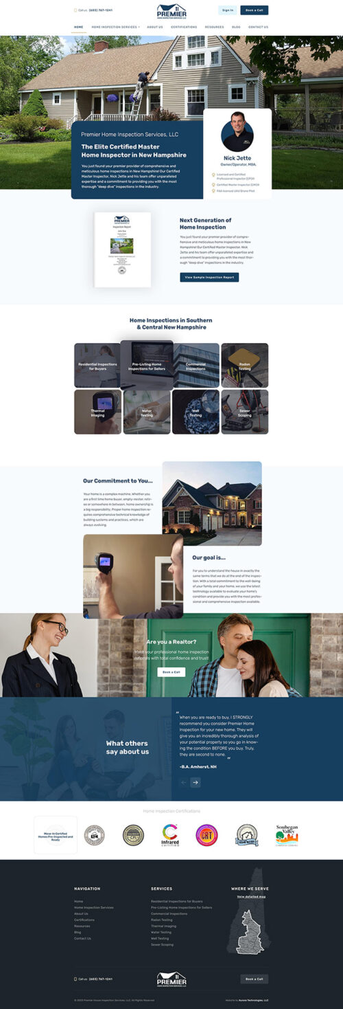 Premier Home Inspection website design