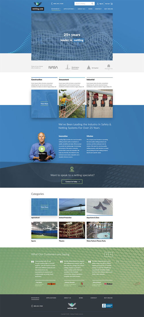 Leading Edge Netting Systems website design