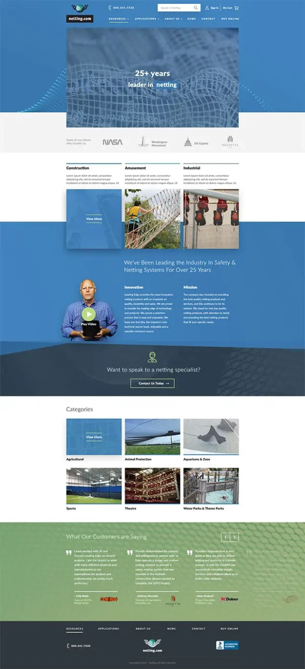 Leading Edge Netting Systems website design