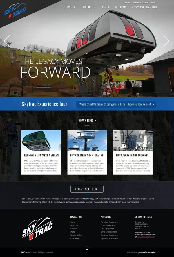 Skytrac Lifts website design