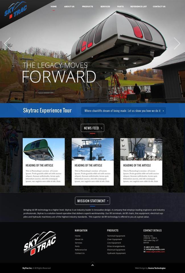 Skytrac Lifts website design