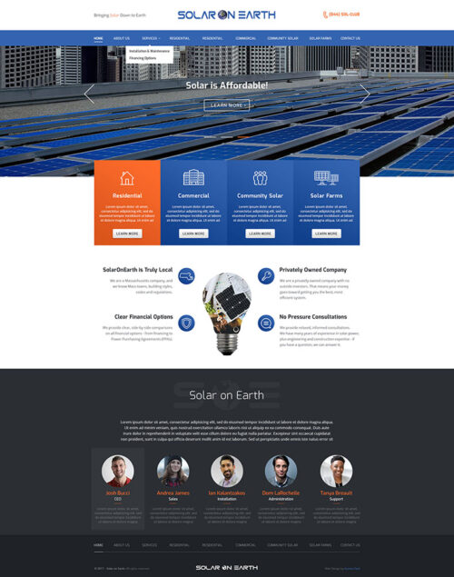Solar on Earth website design