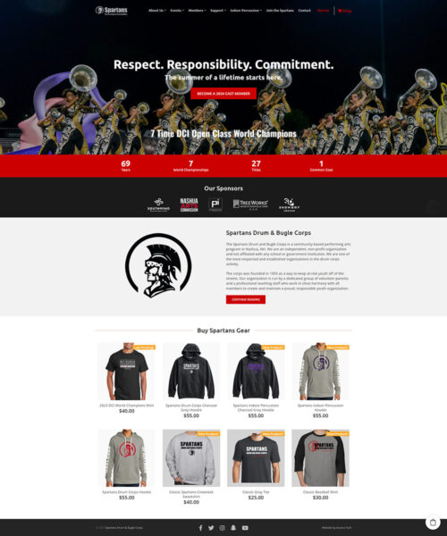 Spartans Drum & Bugle Corps website design