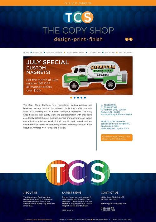 The Copy Shop website design