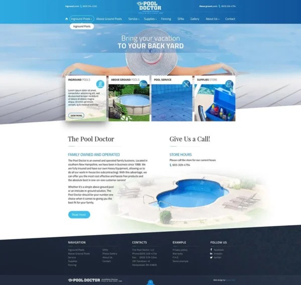 The Pool Doctor website design